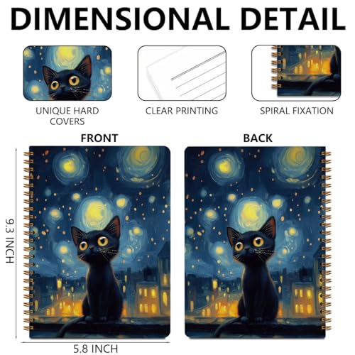 Image of 2Pcs Cat Notebook, Sky Cat College Ruled Spiral Notebook, 160 Pages Hardcover Notebooks Journals for Writing Travel Business Office, Christian Aesthetic Notebooks for Women