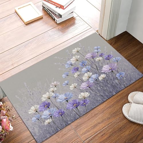 Tapis de fleurs de lavande antidérapant grand format 80x120cm pour sol intérieur - 3