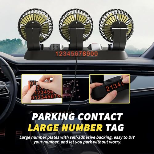 Image of AutoBizarre 12V Electric Car Cooling Fan 360 Rotatable Triple Heads Air Circulator Fan Manual Rotation 2 Speed for All Cars (Black)