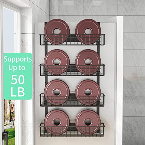 4 Tier Magnetic Spice Rack | Strongly Magnetic Spice Shelf With Utility Hooks | Refrigerator Spice Storage | Kitchen Storage Rack For Placing Seasoning Bottles, Plastic Wraps Or Garbage Bags (Black) #TOP4