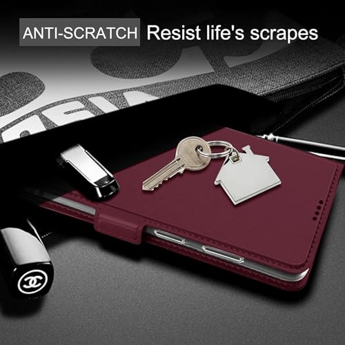 Image of Kapa Noble Slim Magnetic Leather Flip Case Cover for Samsung Galaxy S23 Ultra | Card Holder Stand Flip Wallet Case (Wine Red)
