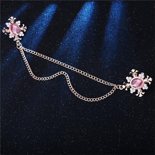 Image of 2PCS Long Chain Brooch Crystal Tassel Brooch Pin Gem Brooch Fashion Scarf Tie Pins for Women Men Wedding