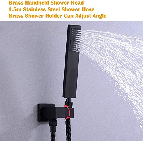 Ensemble douche de pluie noire mate haut de gamme 12 pouces avec corps de vanne robuste