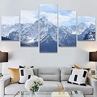 SIGNWIN 5 Panel Canvas Wall Art Snow Mountain for Home Decorations Ready to Hang - 60