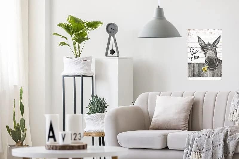 Miniatura 3 de Letrero de metal para pared de baño, diseño de girasol con diseño de burro divertido para baño, decoración de pared de baño, bonito culo, granja,