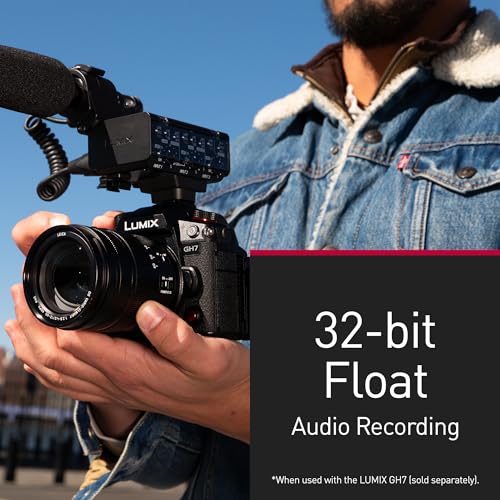 Panasonic Lumix DMW-XLR2 XLR-Mikrofonadapter f&uuml;r die Panasonic Lumix DC-GH7, 32-Bit-Float-Aufnahme, 4-Kanal- & hochaufl&ouml;sendes Audio, Mikrofonhalter, 3,5-mm-Stereo-Minibuchse. Schwarz