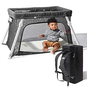 Lotus Travel Crib – Backpack Portable, Lightweight, Easy to Pack Play-Yard with Comfortable Mattress – Certified Baby…