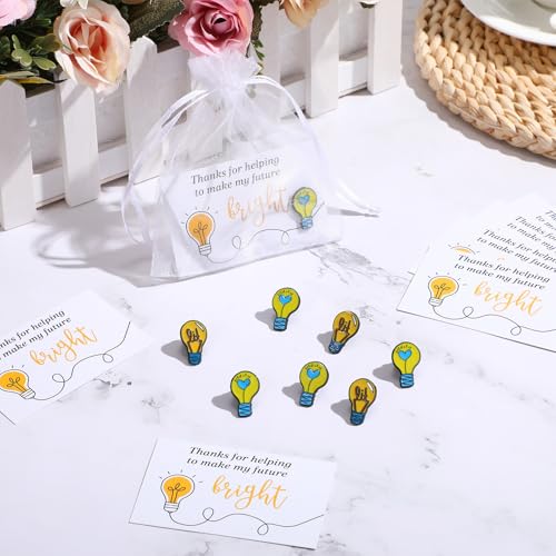 Image of Hoteam Teacher Appreciation Gift Light Bulb Pins Bulk Employee Brooches Bright Future Coworker Thank You Cards