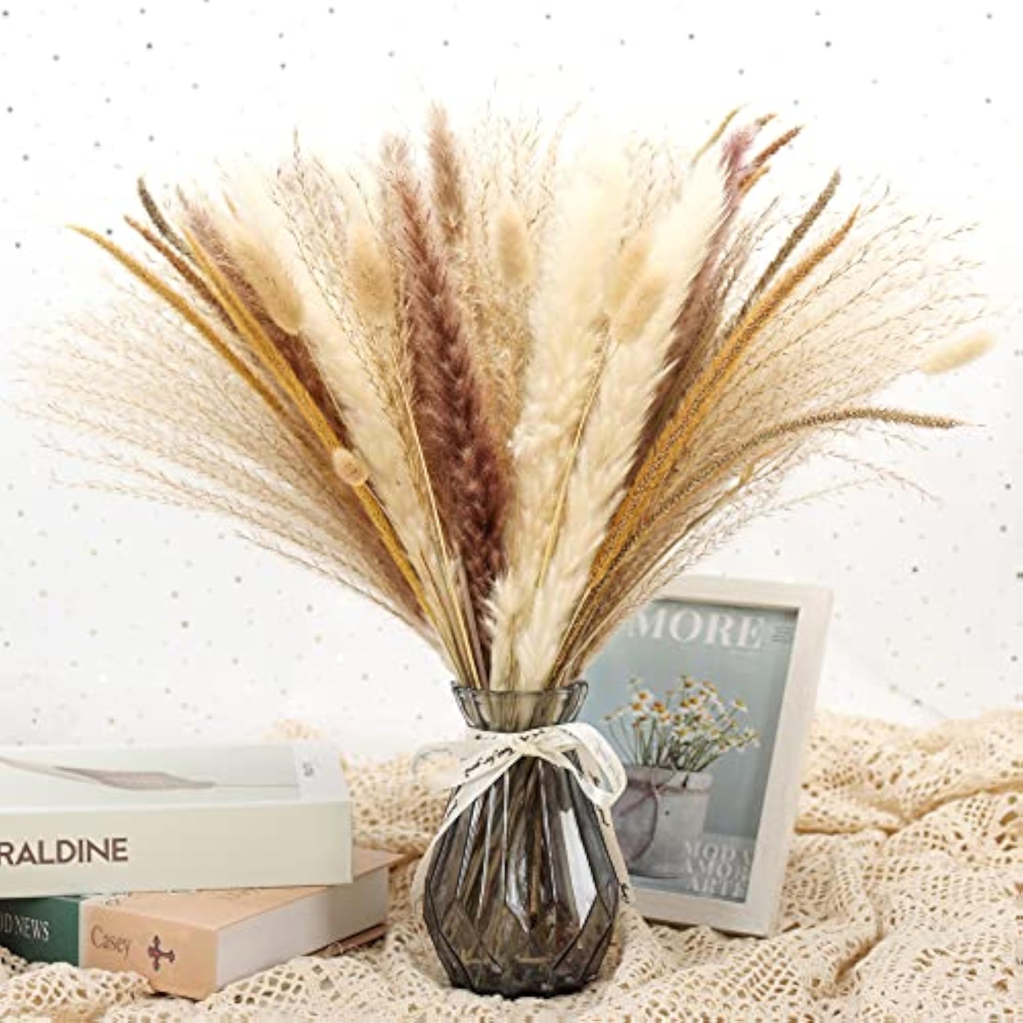 Dried Pampas Grass, 17" Natural Decor for Home