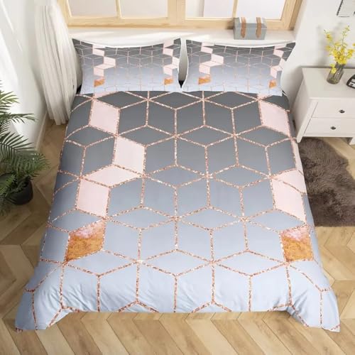 Housse de couette esthétique moderne 200x200 parure géométrique - 2