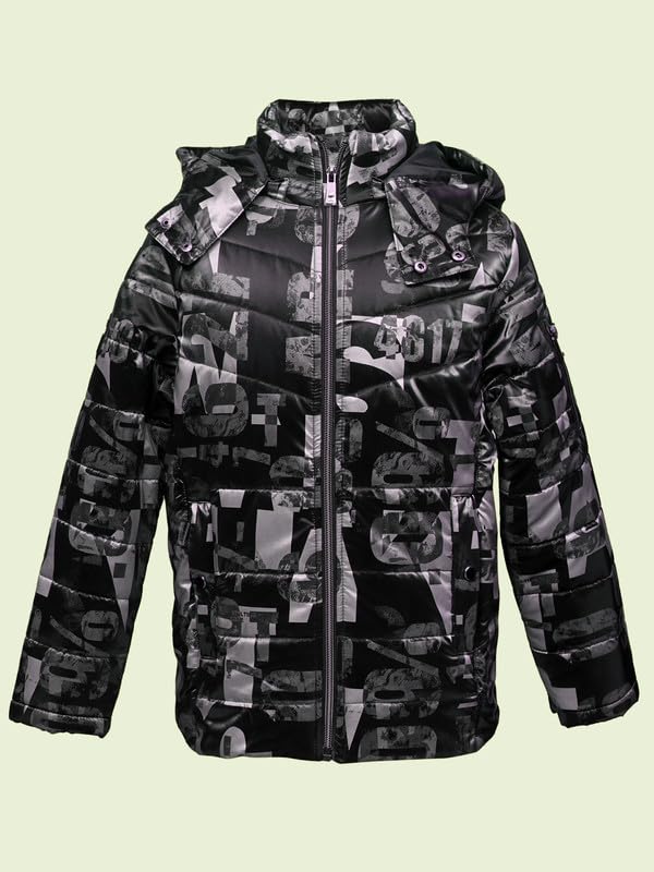 Image of Boys Solid Winter Wear Hooded Puffer Jacket For Kids