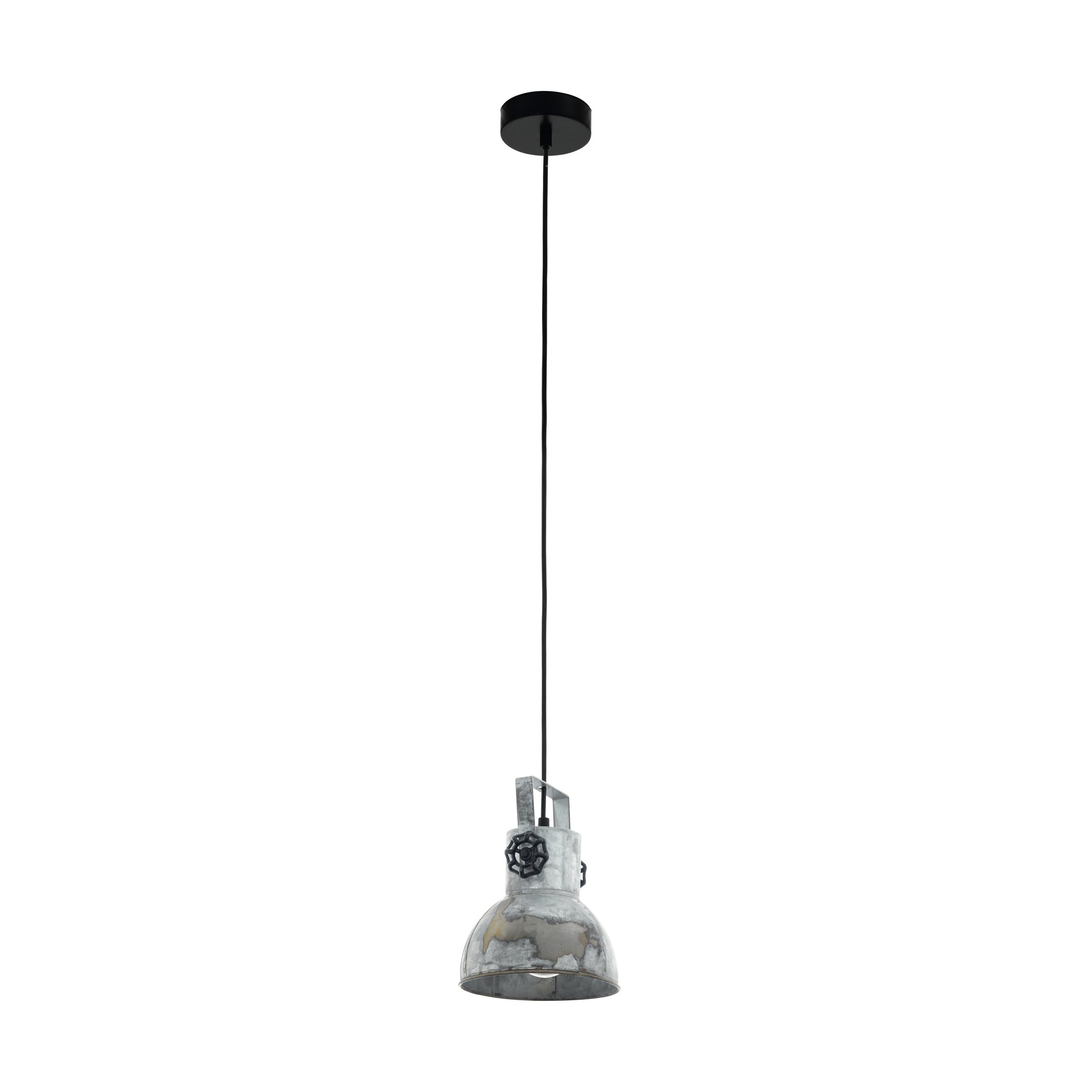 Eglo Barnstaple Pendant Lamp, Single-Light Vintage Hanging Lamp in Industrial Style, Retro Steel Pendant in Zinc Used Finish, Rust Effect, Black, E27 Socket