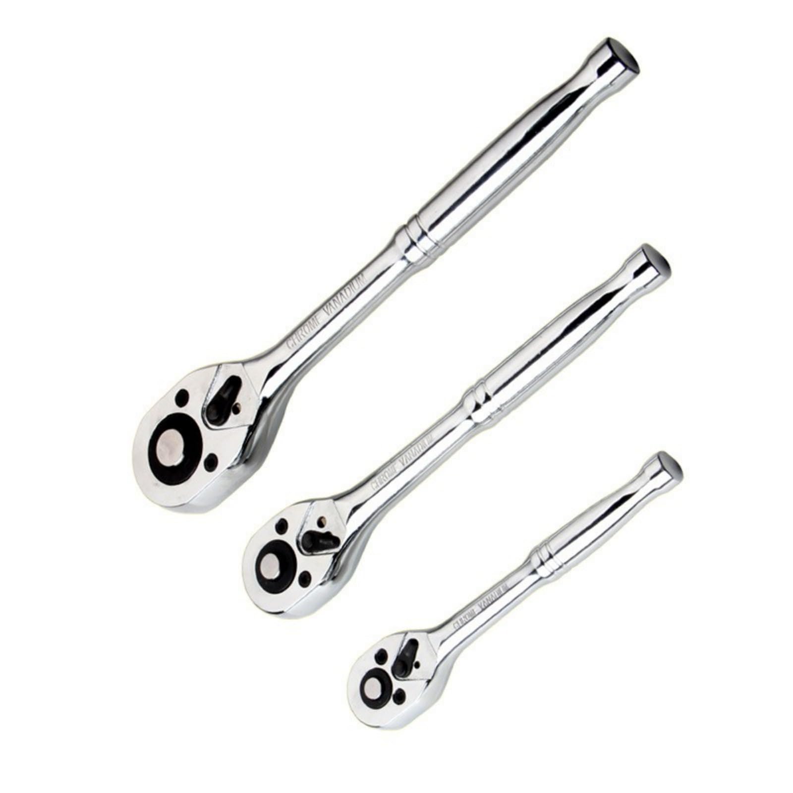 YHAILI 3Pcs 3/8inch 1/2inch 1/4inch Drive Ratcheting Wrench Set Professional Automotive Improvement Easy Socket Wrench Tool