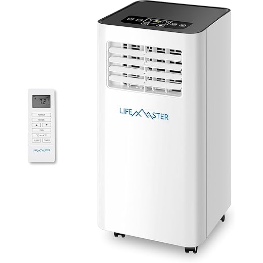 LifeMaster 8,000 BTU Portable Air Conditioners, Room Air Conditioner with Digital Remote for Room up to 350 Sq.Ft, 3-in-1 Portable AC Unit with Installation Kit for Home/Office/Dorms