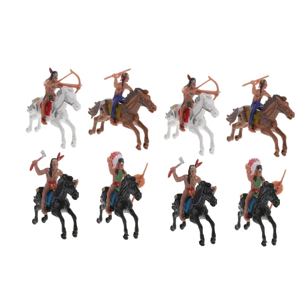 Juego De 8 Figuras De Vaqueros, Caballos Y Vacas Del Lejano Oeste - Para Juegos Infantiles, Coleccionismo O Decoración De Oficina