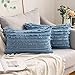 MIULEE 2 Piezas Funda de Cojines con Flecos para Sofá Diseño Boho Funda de Almohada de Lino Duradero Suave Decoracion para Cama Dormitorio Salon Silla Habitacion Oficina 30x50cm Gris Azulado