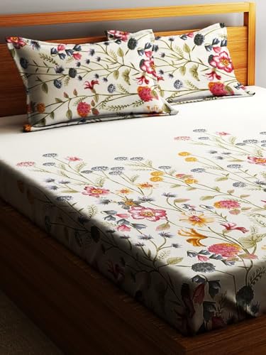 Image of Home Sizzler 210TC Garden Grace Double Bedsheet with 2 King Size Pillow Covers