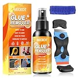 Meoeot Rimuovi Colla con Raschietto, 100ml Rimuovi Etichette, Rimuovi Silicone, Senza Residui per Auto, Finestre, Pareti, Rimuovi Colla per Residui Collanti, Nastro Adesivo, Gomma, Adesivi, Cera