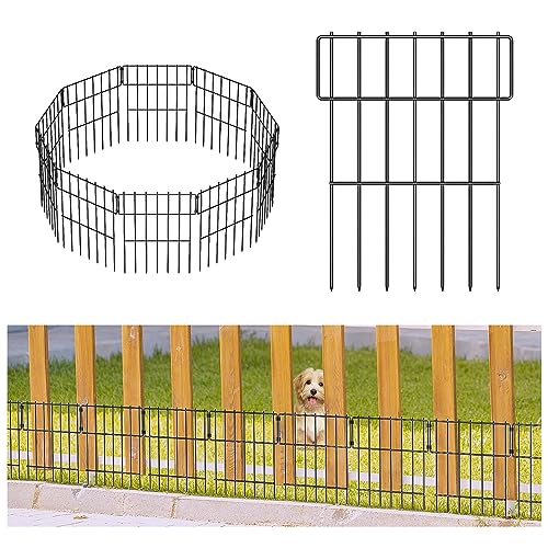 25 Pack Animal Barrier Fence, 16.7 In(H) X 25 Ft(L) Dog Barrier Fence, Rustproof Metal Wire Panel Garden Border Fence, Dog Rabbits Ground Stakes Fence For Garden. #TOP15