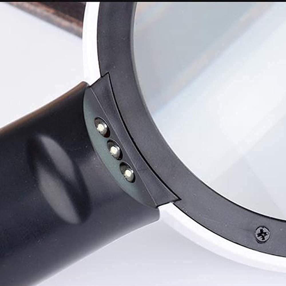30-Fache Vergrößerungslupe Mit Leselampe, Beleuchtete Lupe Mit 3 LEDs, Handlupe Für Lese- Und Inspektionsarbeiten – 90 Mm,