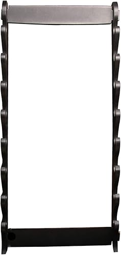 Sword fort Soporte de pared Katana, estantes de espada, soporte de katana de 8 capas de madera negra montado en la pared, soporte de exhibición,