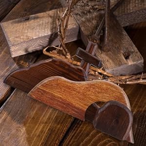 DZX The Empty Tomb Easter Scene and Cross Wooden Plus Thick Easter Home Figurine Ornament Easter Handcrafted Jesus Scene Wooden Decor Jesus Tomb Easter Tray Bundle Kit