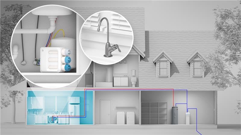 Image of GE 5 Stage Reverse Osmosis Under Sink Water Filtration System with Faucet & Filters | Reduces 95+ Impurities Including Lead, Chlorine, Arsenic | GXRV40TBN, FQ18PN, FQ18MN, FQ18RT