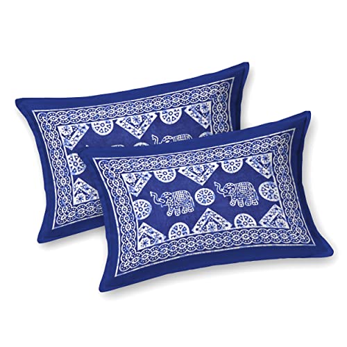 Image of Opulent Collection Double Bedsheet with 2 Pillow Cover | 100% Cotton Bedsheets for Double Bed | Handloom Bedsheet | Size 86x90 inches | King Size (90X102 Inches) (Dusk Blue, King)