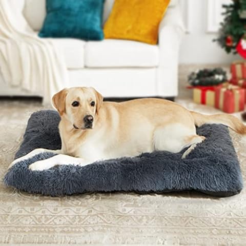 Western home Large Dog Bed Washable Dog Crate Mattress Soft & Fluffy Dog Cushion Black 91.5x61x7.6cm Cover