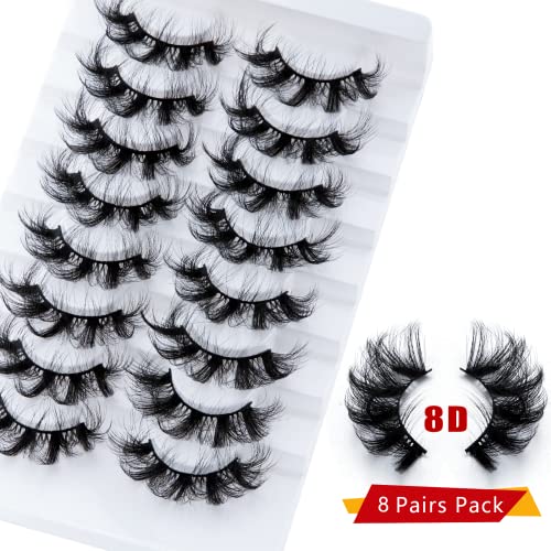Leipple False Eyelashes 8 works - Professional Reusable 8D Lashes - Natural Wispy Thick Fluffy Fake Eyelashes Faux Eyelashes (QZ-01) - Image 3