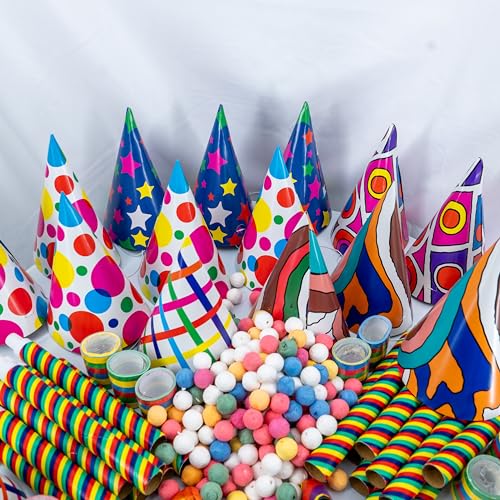 SPARKLERS CLUB Kit Cotillons 10 Pers Nouvel an 2024 - Sarbacanes, Chapeaux, sans Gêne, Serpentins, Boules : Tout pour Une Fête Éblouissante ! Idéal pour Le...