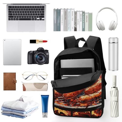17 Inch Backpack Sausage on Fire Laptop Backpack Large Capacity Hiking Daypack Casual Shoulder Bags3