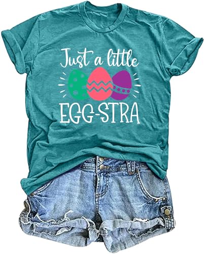 Image of Women Happy Easter T Shirt Bunny Rabbit Graphic T-Shirt Funny Letter Printed Shirts Short Sleeve Tops