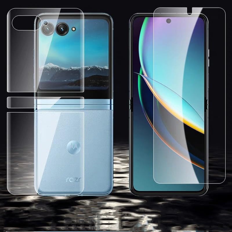 Gruattreay [2Set 8PCS] Motorola Razr 40 Ultra Screen Protector, Inside TPU Soft Film + Full Covered Outer + Back Cover Screen Protector, High Clarity, Anti-Shatter, Bubble Free for Moto Razr 2023