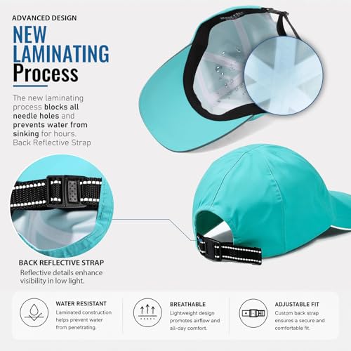 Image of Mens Waterproof Baseball Cap Womens Rain Hat Quick Dry Running Hat with Sweatband Outdoor Golf Breathable Sports Cap