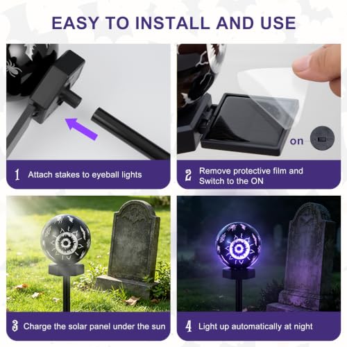 KANPONN Solar Halloween Lights Outdoor(4pcs),Halloween Decorations Outdoor, IP65 Waterproof, Decor for Garden/Yard/Patio/Lawn/Pathway - image 7