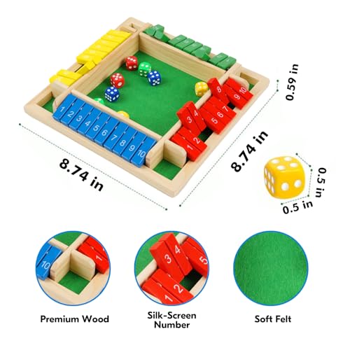 2 Pack Shut the Box Juego de Mesa con Dados de Madera miniatura 3