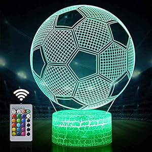 DREAMOON Football 3D Illusion Lamp, Football Gifts for Boys Girls, 3D Night Light with 16 Colors Change Remote Control…