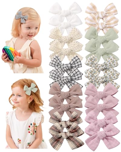 doboi 20PCS Baby Girls Linen Hair Bows Clips Fully Lined Hair Barrettes Accessories for Babies Infant Toddlers Kids