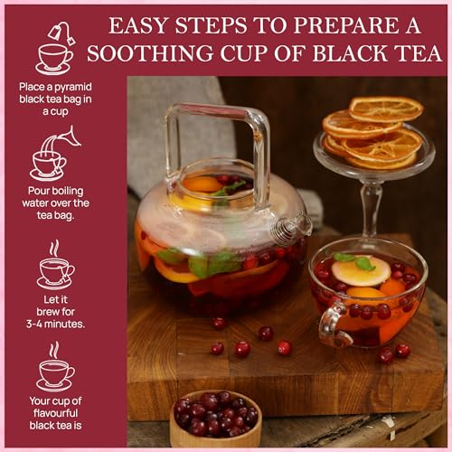 Image of Tealeaf & Co. Cranberry Orange Black Tea Bags Blended with Fresh Herbs and Spices - Organic Black Tea Bags with Orange Peel, Star Anise & Hibiscus - Low Caffeine - Gluten Free - 50 Teabags