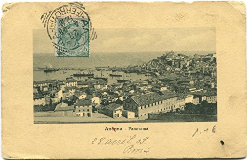 1908 Ancona Panorama Città Porto Tetti Barche Navi Ferrovia FP B/N VG ANIM Cartolina Postale