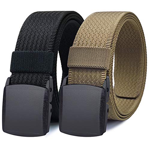 Image of WYuZe Mens Nylon Web Belt No Metal Nickel-Free Military Tactical Hiking Belt