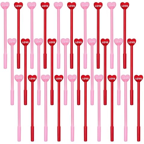jiebor 30Pcs Heart Shaped Pen Valentines Day Pen Gel Pen Nurse Pen Cute Fun Pen Bulk Black Ink Valentines Day Gifts for Nurses Women Teacher Classroom Office School Supplies (pink, red) Cover