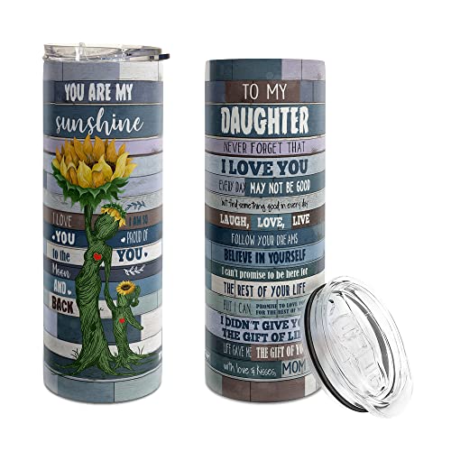 Macorner Gifts For Girls - Stainless Steel Sunflower Tumbler Skinny 20oz - Mothers Day & Birthday, Christmas Gifts From Mom