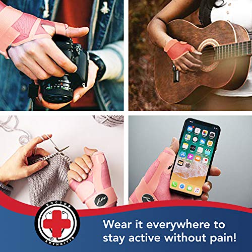 Dr. Arthritis Doctor Developed Thumb Brace / Thumb Splint / Thumb Spica Splint / Thumb Stabilizer For Men And Women - & Doctor Written Handbook - For Right And Left Hand (Pink, Single) #TOP6