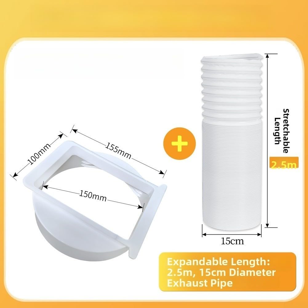 Manguera de aire acondicionado portátil con conector, kit adaptador de conducto flexible de 150 cm, ABS resistente al calor y construcción de alambre de acero para refrigeración del hogar y la oficina