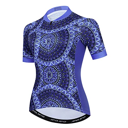 Cycling Jersey Women Bike Shirts Team Bicycle Clothing Ladies Biking Tops Tights Dark Blue XXL