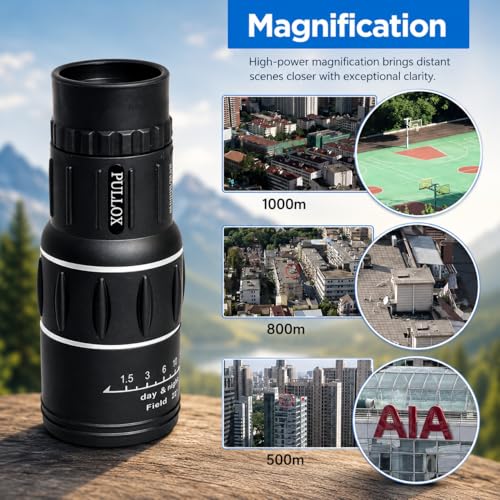 Image of Pullox 16x52 HD Monocular Telescope | Travel & Outdoor Moon Watching with a Small Tripod