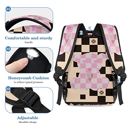 Sac à dos géométrique avec trousse assortie au motif ours multicolore - 4