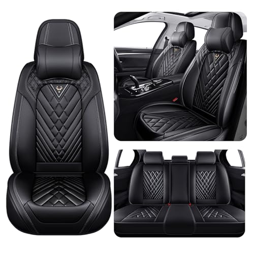 AWUI Car Seat Cover Full Set for Mercedes-Benz E-Class 2007-2025, Nappa Leather Black Seat Covers Full Coverage Seat Protectors Waterproof Breathable Cushion (5 Seats Luxury,Black)